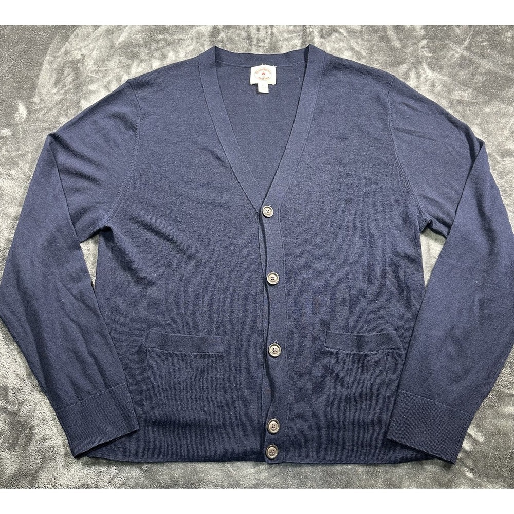 Brooks Brothers Red Fleece Sweater MENS XL Button Cardigan Blue